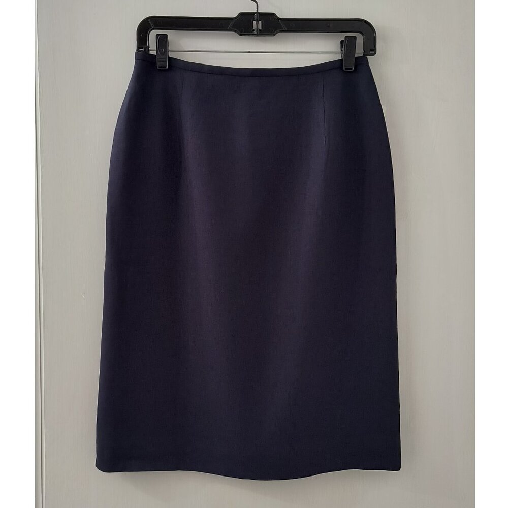 NEW - Vintage Y2K Rena Rowan Navy Linen Skirt for Evening & Office - Women's 6